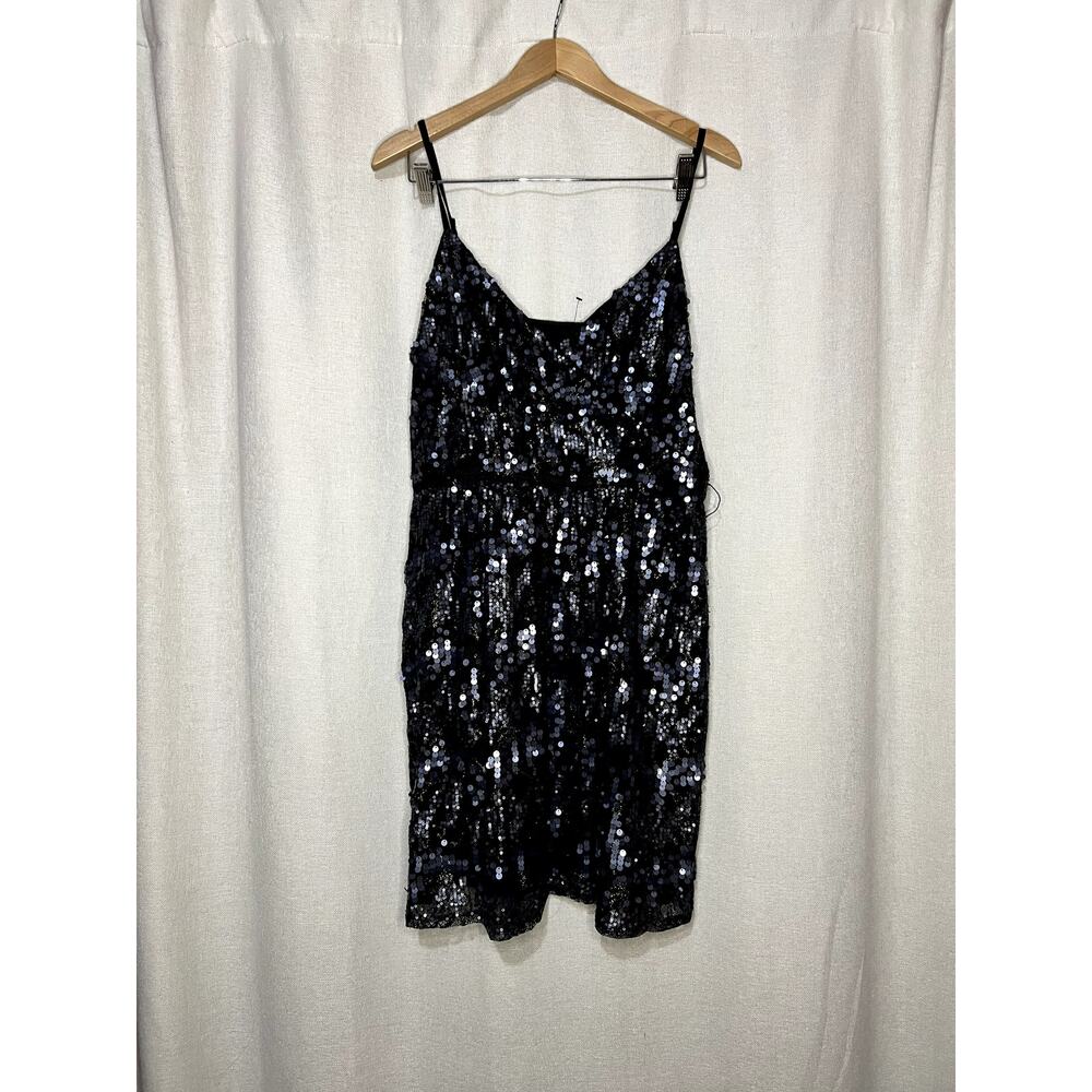 Express‎ Black Silver Sequined Sparkly Sexy Lined Strapless Mini Dress